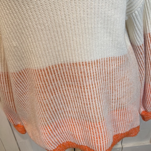 Soft Surroundings Mock Neck White and Orange Sweater - Picture 2 of 5